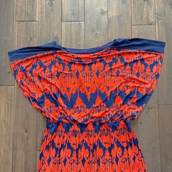 Signature by Sangria Red-Orange & Blue Slit Sleeve Dress 16 - Picture 3 of 6